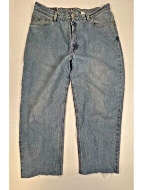 Vintage 90s Levi's 550 Women's 18WLx25 Relaxed Tapered Leg Light Wash Cut Hem